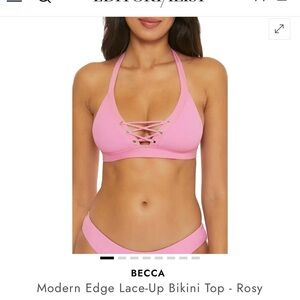 BECCA Pink Lace-Up Bikini Top